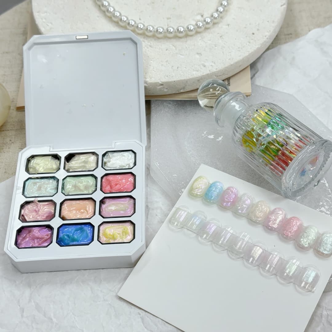 12 Colors Play Palette 3D Pearl Gel Painting Nail Art - Image 2