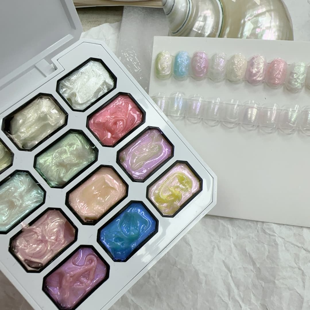 12 Colors Play Palette 3D Pearl Gel Painting Nail Art